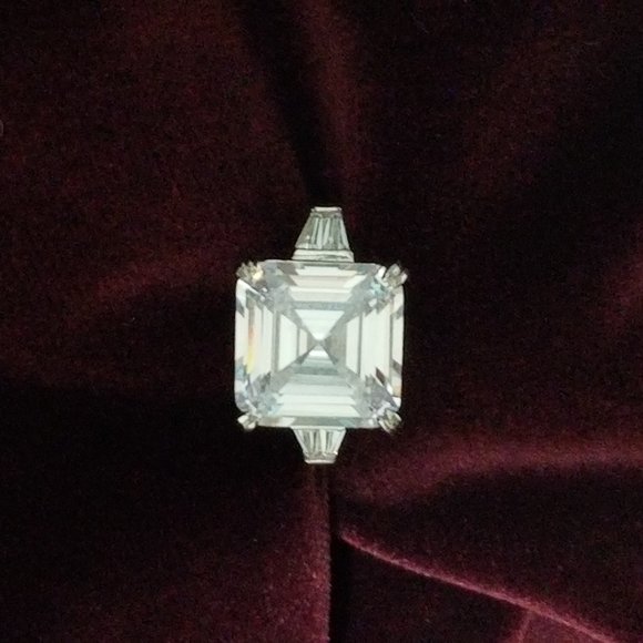 Monica Asscher Cut 9.5 carat CZ Engagement Statement Ring 925 Sterling Silver - Picture 8 of 16
